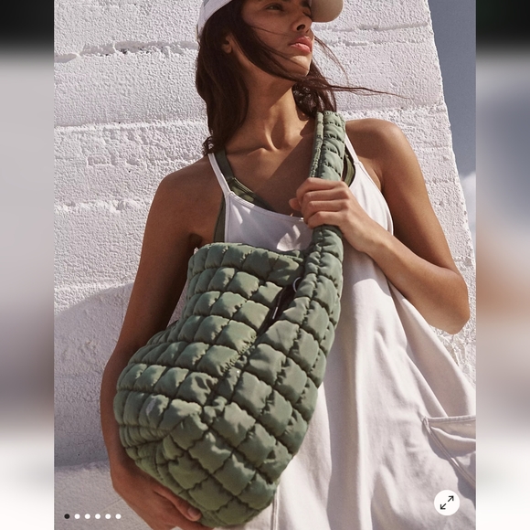 Free People Quilted Carryall in Washed Sage NWT - Picture 3 of 8
